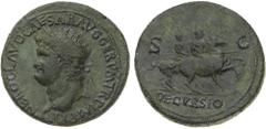 Monete Romane Imperiali Nerone (54-68 d.C.) Sesterzio databile al 65 d.C. - Zecca: Lugdunum - Diritto: testa laureata dell'Imperatore a sinistra - Rovescio: Nerone al galoppo verso destra con una lanc