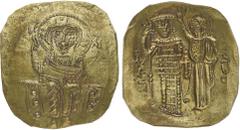 Monete Bizantine Giovanni I (III) Ducas-Vatatzes (1222-1254) - Hyperpyron - Zecca: incerta - Diritto: Gesù Cristo benedicente seduto di fronte - Rovescio: l'Imperatore stante di fronte con labarum nel