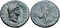 Nerone (54-68 d.C.) - Asse databile al 66 d.C Zecca: Roma - Fronte: testa laureata di Nerone a destra - Retro: la Vittoria in volo verso sinistra sorregge uno scudo - gr. 11,44 - (Coh. n. 298) (R.I.C.
