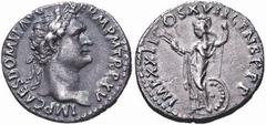 Domiziano (81-96 d.C.) - Denaro databile agli anni 95-96 d.C. Zecca: Roma - Fronte: testa laureata dell'Imperatore a destra - Retro: Minerva stante a sinistra tiene un fulmine nella mano destra e una 
