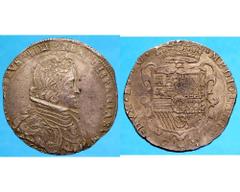 Filippo IV di Spagna (1621-1665) - Filippo 1657 Zecca: Milano - Fronte: busto paludato e corazzato di Filippo IV a destra - Retro: stemma di Spagna coronato e caricato dello stemma di Milano - gr. 27,