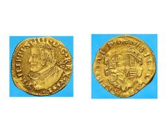 Filippo IV di Spana (1621-1665) - Scudo d'oro 1647 Zecca: Napoli - Fronte: busto corazzato e con collare alla spagnola di Filippo IV a sinistra - Retro: stemma coronato - gr. 3,38 - Molto rara - Tracc