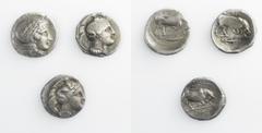Monete della Magna Grecia - Lucania - Magna Graecia coins Thurium - Secoli V/IV a.C. - Insieme di tre Stateri - Classificabili, con riferimento al SNG ANS: cfr. n. 901, 1081 e 1081 - Provenienti dall’