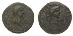 Caligola e Cesonia (37-41 d.C.) - AE30 - Zecca: Carthago Nova - Diritto: testa di Caligola a destra; in basso a sinistra una stella - Rovescio: effigie di Cesonia, moglie dell'Imperatore - gr. 19,35 -