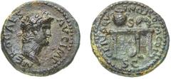 Monete Romane Imperiali Nerone (54-68 d.C.) Semisse databile al 64 d.C. - Zecca: Roma - Diritto: testa laureata dell'Imperatore a destra - Rovescio: tavolo con sopra una urna e una corona di alloro - 