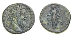 Monete Romane Imperiali Pertinace (193 d.C.) Sesterzio - Zecca: Roma - Diritto: testa laureata dell'Imperatore a destra - Rovescio: la Liberalitas stante a sinistra tiene una bilancia con la mano dest