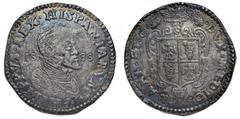 Monete di Zecche Italiane Ducato di Milano Filippo II di Spagna (1556-1598) - Scudo o Ducatone 1585 - Zecca: Milano - Diritto: busto corazzato con gorgiera di Filippo II a destra - Rovescio: stemma di