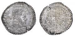 Monete di Zecche Italiane Regno di Napoli Filippo II di Spagna (1554-1598) - Mezzo Ducato 1554 - Zecca: Napoli - Diritto: busto paludato e corazzato di Filippo II a destra - Rovescio: stemma entro car