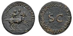 Ancient Monete Romane Imperiali-Caligola (37-41 d.C.) Dupondio databile agli anni 37-38 d.C. - Zecca: Roma - Diritto: Nerone e Druso Cesari affiancati al galoppo verso destra - Rovescio: le lettere SC