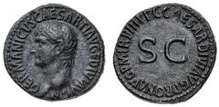Ancient Monete Romane Imperiali-Caligola (37-41 d.C.) Asse al nome e con l'effigie di Germanico, padre dell'Imperatore, databile agli anni 40-41 d.C. - Zecca: Roma - Diritto: testa di Germanico a sini
