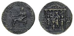 Ancient Coins Monete Romane Imperiali-Caligola (37-41 d.C.) Sesterzio databile agli anni 37-38 d.C. - Zecca: Roma - Diritto: la Pietas seduta a sinistra tiene una patera con la mano destra e appoggia 