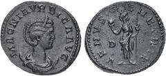 Ancient Coins Monete Romane Imperiali-Carino (283-285 d.C.) Antoniniano al nome e con l'effigie di Magnia Urbica, moglie dell'Imperatore - Zecca: Roma - Diritto: busto diademato e drappeggiato di Magn