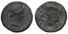 Monete Romane Imperiali - Tiberio (14-37 d.C.) Dupondio al nome e con l'effigie di Livia, madre dell'Imperatore, databile al 22-23 d.C. - Zecca: Roma - Diritto: testa diademata di Livia a destra - Rov