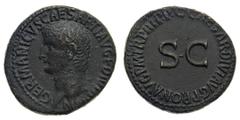 Monete Romane Imperiali - Caligola (37-41 d.C.) Asse o Dupondio al nome e con l'effigie di Germanico, padre dell'Imperatore, databile agli anni 40-41 d.C. - Zecca: Roma - Diritto: testa di Germanico a