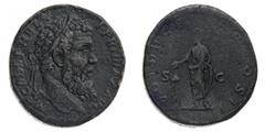 Monete Romane Imperiali - Pertinace (193 d.C.) Sesterzio - Zecca: Roma - Diritto: testa laureata dell'Imperatore a destra - Rovescio: l'Imperatore togato stante a sinistra nell'atto di sacrificare con