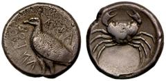 ANCIENT GREEK Sicily, Akragas, silver Tetradrachm, c.465-446 BC, AKRAC – ANTOΣ in part retrograde, eagle standing left, rev. crab, 16.83g, 7h (HGC-2, 78; Westermark-353.8 this obverse die; SNG ANS-974