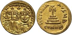 Ancient Coins Heraclius & Heraclius Constantine (A.D. 613-641), gold Solidus, mint of Constantinople, DD NN hERACLIUS ET hERA CONS PP AVG, crowned busts of Heraclius and Heraclius Constantine facing, 