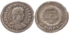 Roman coins Valentinien II Silique (Siscia) R/ Couronne Argent - 1,64 grs - 18 mm RIC.24a TTB Exemplaire agréable avec une usure de circulation régulière.