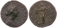 Roman coins Faustine Jeune - Sesterce (Rome) A/ [FAV]STINA AVGVSTA R/ LAE-TI-TI-A/ S/ C Bronze - 24,90 grs - 30,5 mm C.150 / RIC.1653 / BMC.928 TTB+ Très bel exemplaire présentant d'infimes concrétion