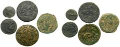 Ancient coins - lots lotes - Iberia. Lote de 5 monedas de bronce a identificar. Incluye cecas del norte (Celsa, Secaisa) y del sur (Castulo, Cartago). 140