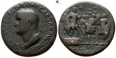 Roman Imperial Galba AD 68-69. Struck circa AD December 68. Rome Sestertius Æ 33mm., 25,38g. SER [SVLPI] GALBA IMP CAESAR AVG P M TR P, laureate, and draped bust of Galba, left / [A]DLOCVTIO in exergu