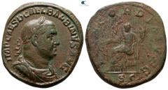 Roman Imperial Balbinus AD 238. Rome Sestertius Æ 31mm., 19,72g. IMP CAES D CAEL BALBINVS AVG, laureate, draped and cuirassed bust right / [CONCO]RD[IA AVG]G/ S-C, Concordia seated left, holding pater