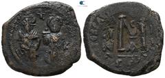 Byzantine Heraclius with Heraclius Constantine AD 610-641. Byzantine Follis Æ 32 mm., 11.91 g. very fine