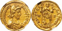Various Countries Various Countries. NGC Ch XF Strike 4/5 Surface 4/5 clipped. EF. AD425-455. Solidus. Western Roman Empire Valentinian III Gold Solidus.