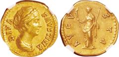 Roman Empire. Gold. AD130-140/1. Aureus. AU. NGC Ch AU Strike:5/5 Surface:5/5. Roman Empire Faustina Senior Gold Aureus. 7.39g.