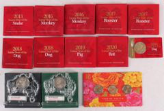 COLLECTIONS & MIXED LOTS AUSTRALIA Lunar 50c 2013-20 Tetra-Decagon 6 diff (9). 2012, 13 Lunar map, 2018 gold plated Year Dog Berlin WMF Special Release. $1 2019 Year Pig 3 coin set. All UNC. (13)