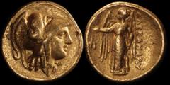 ANCIENT COINS GREEK COINS Kings of Macedon temp Alexander III - Philip III c325-319BC AV Stater (8.52g). In the name & types of Alexander III. Amphipolis mint struck under Antipater. Head of Athena ri