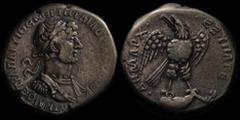 ANCIENT COINS ROMAN COINS Hadrian 117-138AD, Seleucis & Pieria, Antioch, AR Tetradrachm (13.13g). Struck 118AD. Laureate & cuirassed bust right, rev Eagle standing on leg & thigh of animal, head & tai
