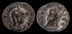 ANCIENT COINS ROMAN Herennia Etruscilla wife of Trajan Decius 249-251AD AR Antoninianus (3.42g) Rome 250AD. Diademed & draped bust right, hair ridged in waves, rev Pudicitia seated left drawing veil f