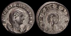 ANCIENT COINS ROMAN Diva Mariniana died before 253AD Billon Antoninianus (3.09g) Rome 253-4AD. Veiled & draped bust right, rev peacock standing facing, head left, tail in splendour. F/VF. S10067, RIC3