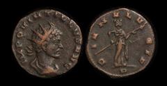 ANCIENT COINS ROMAN Quintillus 270AD Billon Antoninianus (2.95g) Milan mint. Radiate, draped & cuirassed bust right, rev Diana standing right holding long torch. VF. S-11437. (P)