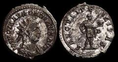 ANCIENT COINS ROMAN Carinus 283-285AD Billon Antoninianus (3.7g) Lugdunum 283AD. Radiate bust right, rev Carinus in military attire standing right holding transverse spear & globe, officina mark D in 