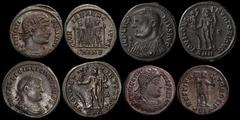 ANCIENT COINS ROMAN Constantine I AD 307-337 AE 3/4 Rv GLORIA EX ERCITVS, Licinius I AD 308-324 AE3, Rv IOVI CONSERVATORI AVGG. Licinius II AD 317-324 AE3 Rv PROVIDENTIAE CAESS. Valentinian I AD 364-3