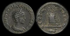 ANCIENT COINS ROMAN Otacilia Severa wife of Philip I 244-249AD Commagene, Zeugma AE 29mm (16.55g). Diademed bust right wearing stephone, rev tetrastyle temple with peribolis containing grove enclosed 