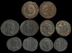 ANCIENT COINS ROMAN Constantius I 305-306AD Billon Follis (8.92g) Alexandria 300-01AD. Laureate head right, rev Genius standing left holding patera & cornicopiae. Galerius Maximian 305-311AD Billon Fo