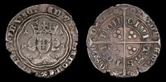 Medieval Europe Edward III (1327-77), AR groat, issued 1361-1369. Fourth coinage, Treaty period, London (Tower) mint, 4.30g, 26mm. Obv: Crowned facing bust within double polylobe; double annulet stops