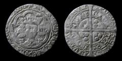 Medieval Europe ENGLAND: Henry V (1413-1422) AR Groat. Class C, London (Tower) mint, 3.78g, 24.5mm. Obv: Crowned facing bust within tressure of arches; mullet on right shoulder. Rev: Long cross pattée