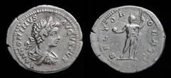 Roman Imperial Caracalla (198-217), with Severus, 198-211, AR denarius, issued 199-200. Rome, 3.31g, 20mm. Obv: ANTONINVS AVGVSTVS; Laureate, draped and cuirassed juvenile bust r. Rev: RECTOR ORBIS; C