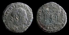 Roman Imperial Constantine I, ‘The Great’ (306-337), as Caesar, AE follis, issued Nov-Dec 307. London, 4.34g, 24mm. Obv: FL VAL CONSTANTINVS NOB C, laureate and cuirassed bust r. Rev: ROMAE AETER, Rom