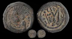 Byzantine & Crusader Heraclius (610-641) overstruck on Maurice Tiberius. AE Follis, Constantinople. 10.58g, 30mm. Overtype: Year 5=614-615, officina B. Obv: dd NN hERACLIUS ET hERA CONST PP A, Heracli
