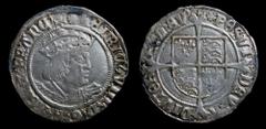 Medieval Europe ENGLAND: Henry VIII (1509-1547), second coinage 1526-1544, AR groat. London, 2.78g, 24mm. Obv: HENRC VIII D G R AGL Z FRANC, Bust right (third bust), mm rose Rev: POSVI DEV ADIVTORE ME