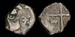 Other western (Celtic, Carthage, etc.) CELTIC, Southern Gaul, Volcae Tectosages: Tolostates, c. 1st c. BCE, AR drachm "à la tête cubiste". Tolosa, 2.65g, 14.5mm. Obv: Stylized head left; two dolphins 