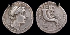 Roman Republican and Imperatorial L. Cornelius Sulla, AR denarius, issued 81 BCE. Uncertain mint, 3.77g, 19.5mm. Obv: Diademed head of Venus right Rev: Double cornucopia filled with fruit and flowers,