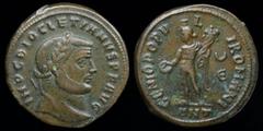 Roman Imperial Diocletian (284-305) AE follis, issued 297. Antioch, 10.99g, 26mm. Obv: IMP C DIOCLETIANVS P F AVG, laureate head right Rev: GENIO POPV-L-I ROMANI, Genius standing left, holding patera 