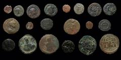 Pick-bin: Roman & Byzantine Roman and Byzantine group: including Elagabalus (Marcianopolis), Diocletian radiate, Maximian half follis Alexandria (scarce), Gallus centenionalis, Jovian VOT Heraclea, Co