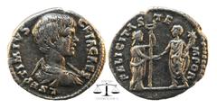 Roman Imperial Geta as Caesar AD 197-209. Laodicea Denarius AR L SEPTIMIVS GETA CAES, bare-headed, draped and cuirassed bust of Geta right FELICITAS TEMPOR, Felicitas standing right, holding caduceus 